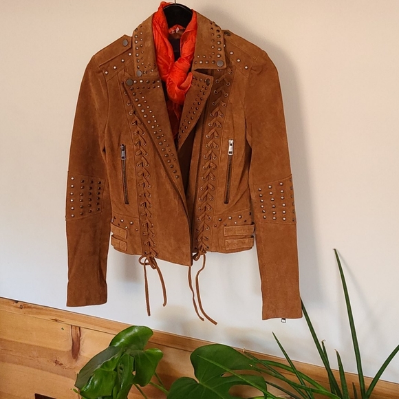 Amaryllis Jackets & Blazers - Studded🔥Leather Real Suede Lace Up Jacket